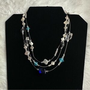 Fashion Silver and Blue Multi-Strand Necklace